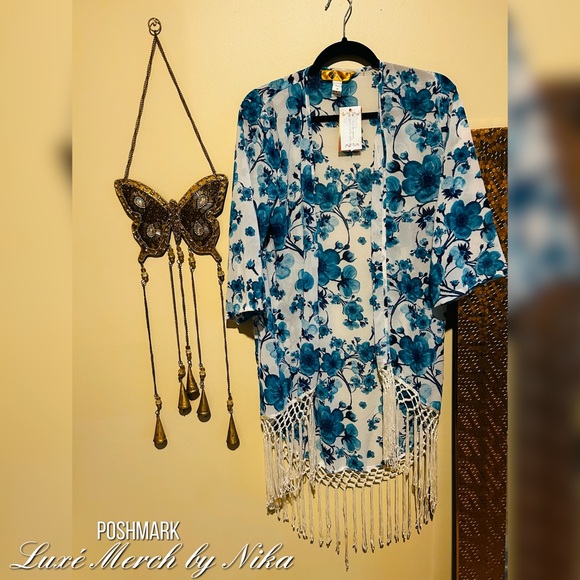 Fringe Kimono Dolce Bonita  - Size M - Floral Print - Picture 1 of 4